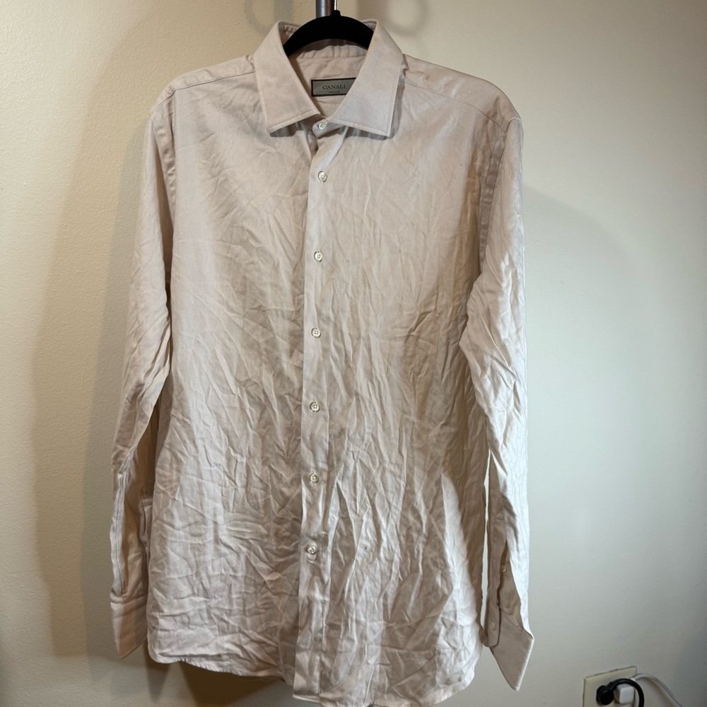 Canali Men's Light Cream Dress Shirt
